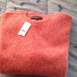 Brooks Brothers Men's Large Brushed Wool Crewneck Pink Sweater - New with Tags
